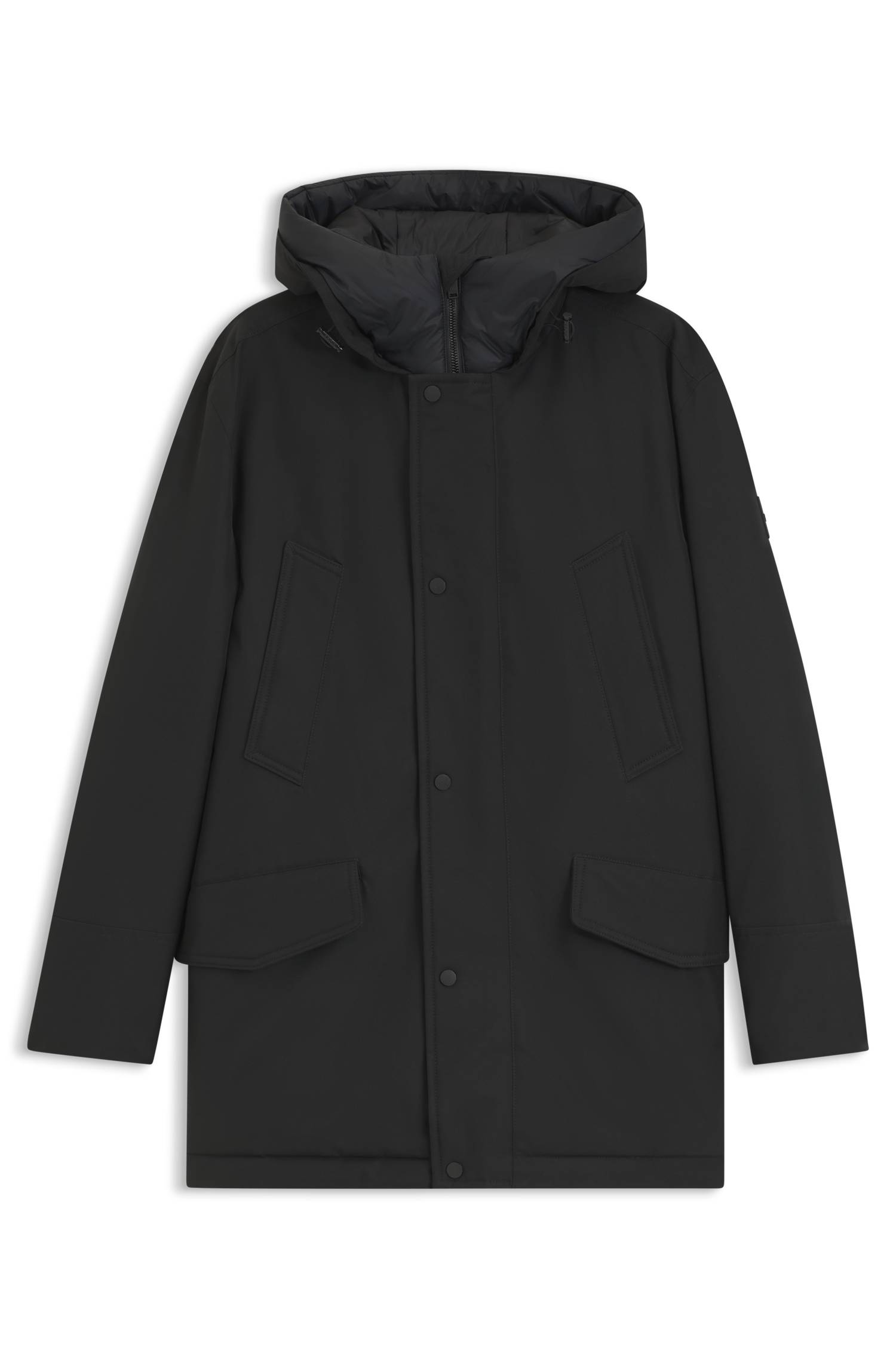 Boss Water-repellent parka jacket with logo badge jackor herr – bild 4