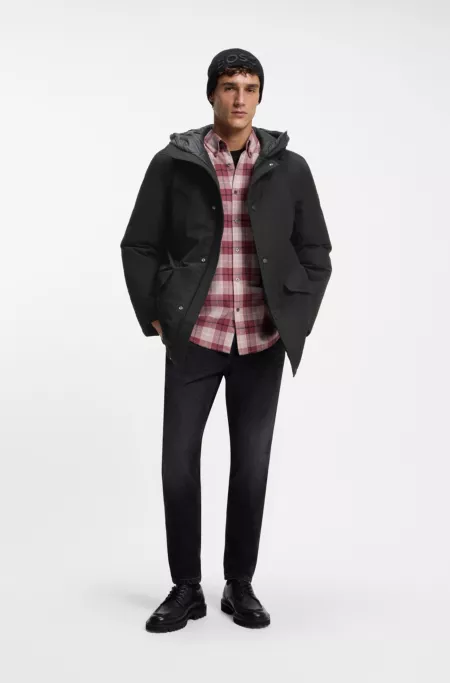 Veste parka déperlante avec étiquette logotée