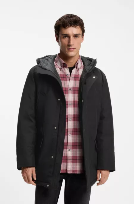 Veste parka déperlante avec étiquette logotée