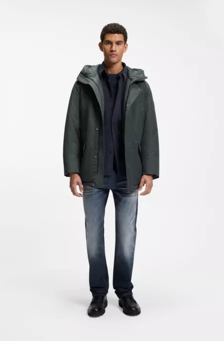 Veste parka déperlante avec étiquette logotée