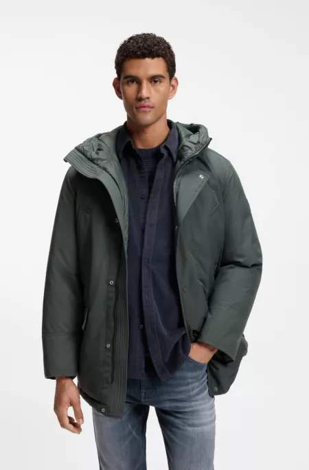 Veste parka déperlante avec étiquette logotée