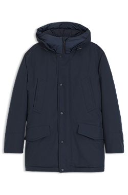 Water-repellent parka jacket with logo badge