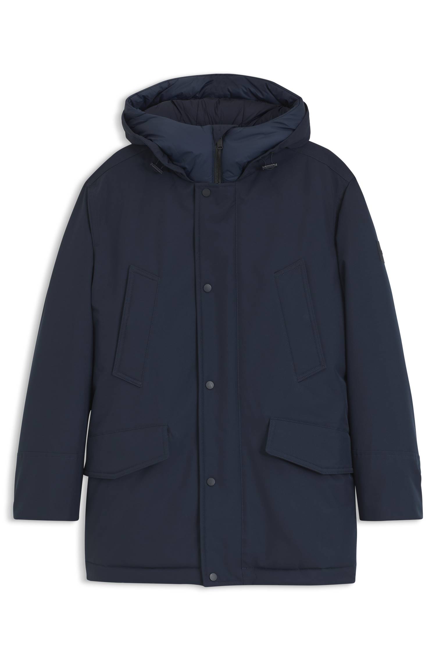 Boss Water-repellent parka jacket with logo badge jackor herr – bild 4