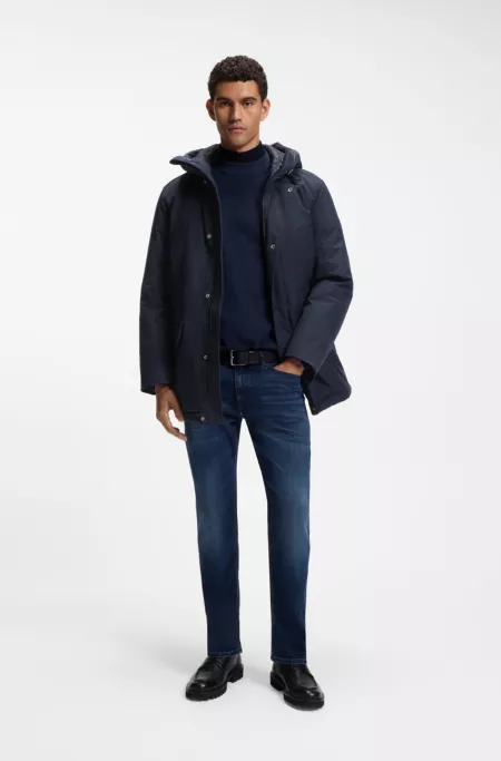Veste parka déperlante avec étiquette logotée