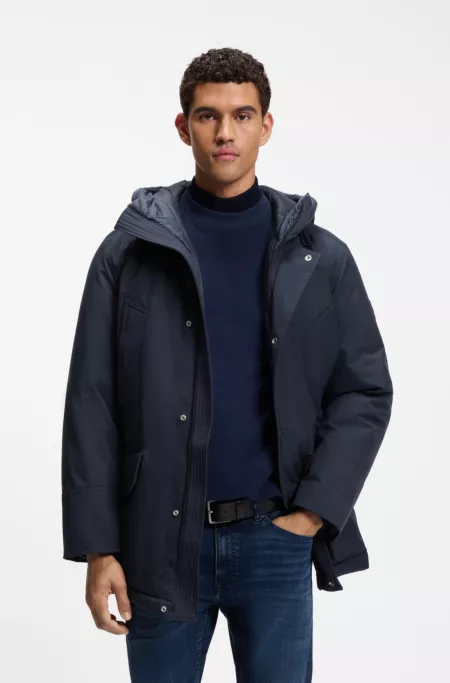 Veste parka déperlante avec étiquette logotée