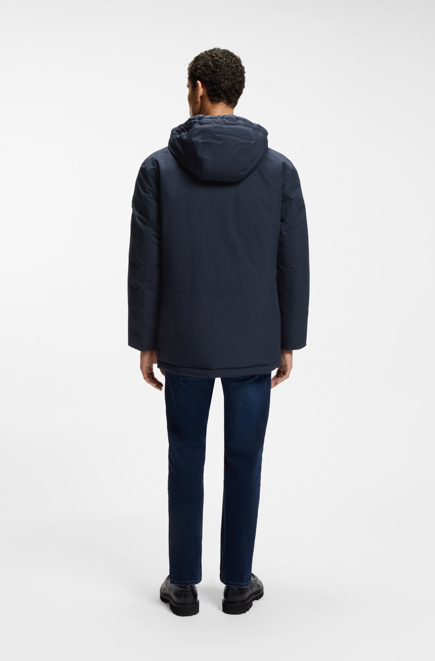 Boss Water-repellent parka jacket with logo badge jackor herr – bild 2