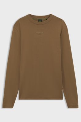 Porsche x BOSS long-sleeved T-shirt with gloss logo, Brown