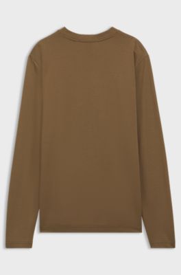 Porsche x BOSS long-sleeved T-shirt with gloss logo, Brown