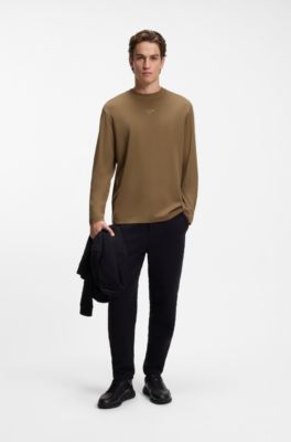 Porsche x BOSS maglia a maniche lunghe con logo lucido, Marrone