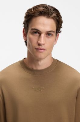 Porsche x BOSS long-sleeved T-shirt with gloss logo, Brown