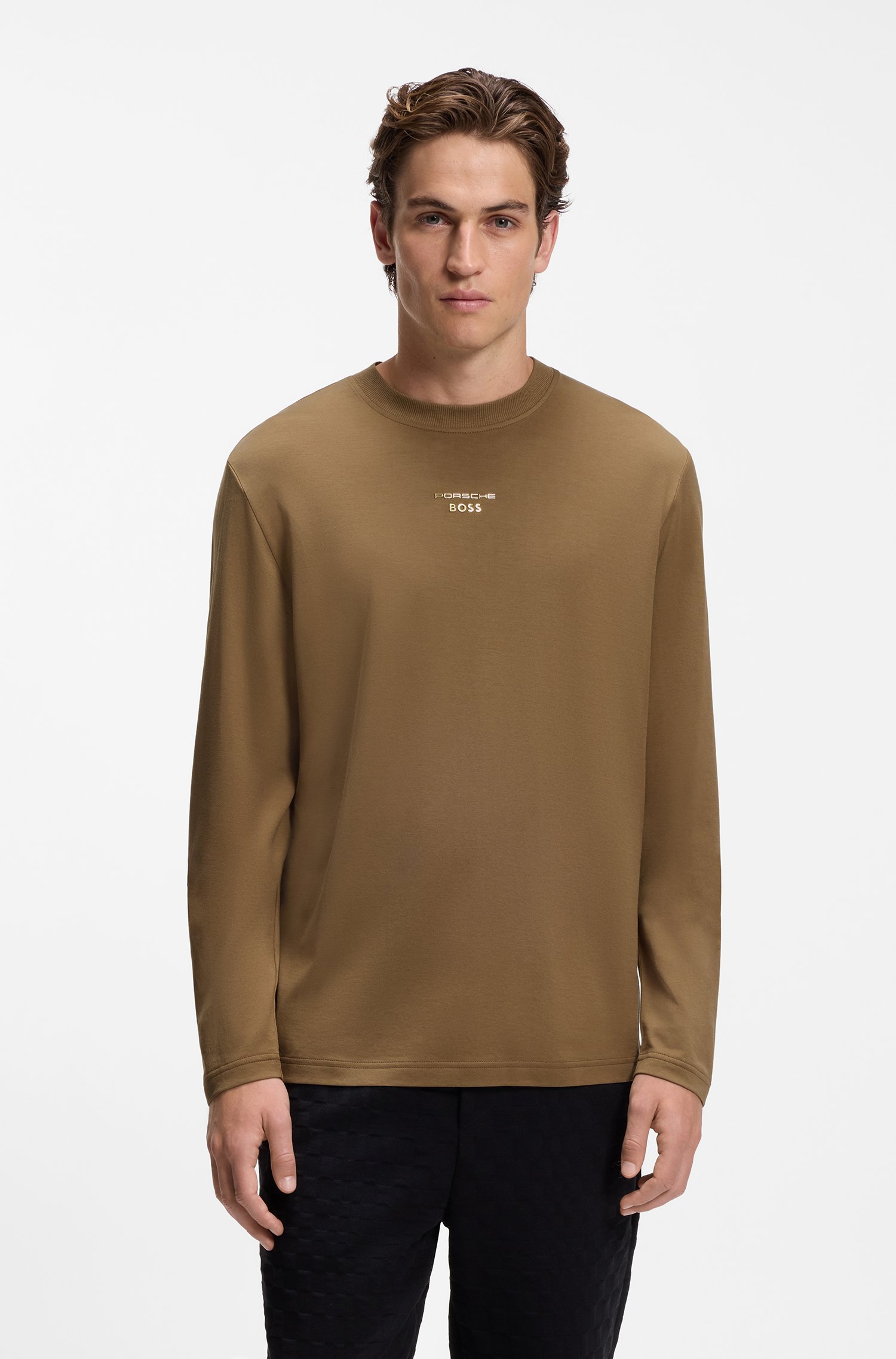 Boss Porsche x long-sleeved T-shirt with gloss logo herr