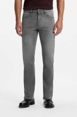 Vaqueros slim fit confeccionados en denim con mezcla de cachemira, Gris