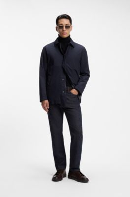 Regular-fit jeans in raw stretch denim, Dark Blue