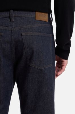 Regular-fit jeans in raw stretch denim, Dark Blue