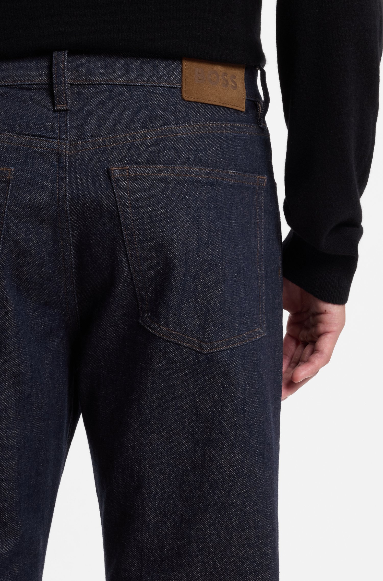 Boss Regular-fit jeans in raw stretch denim herr – bild 3