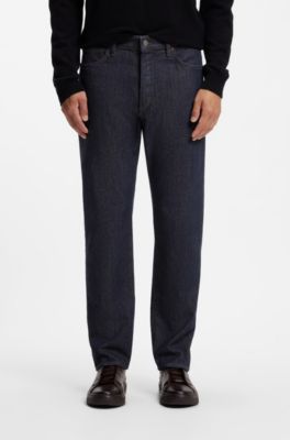 Regular-fit jeans in raw stretch denim, Dark Blue