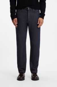 Regular-fit jeans in raw stretch denim, Dark Blue
