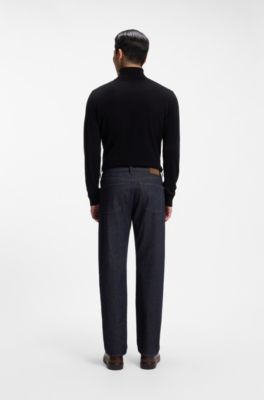 Regular-fit jeans in raw stretch denim, Dark Blue