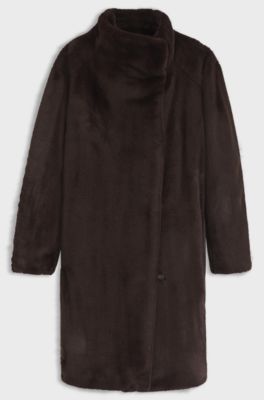 Relaxed-fit teddy coat, Dark Brown