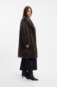 Relaxed-fit teddy coat, Dark Brown