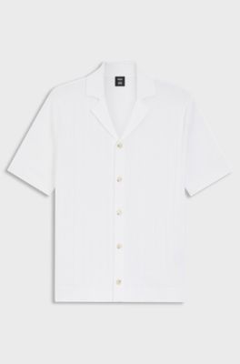 BOSS Selected by Shohei Ohtani shirt in structured cotton, White