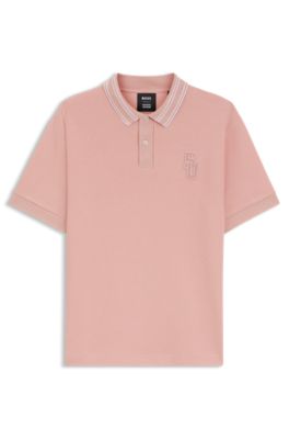 Relaxed-fit polo shirt in soft cotton, light pink