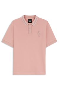 Relaxed-fit polo shirt in soft cotton, light pink