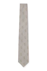 Silk tie with digital print, Light Beige