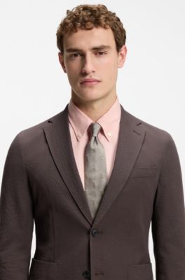 BOSS selected by Shohei Ohtani Silk tie with digital print, Light Beige