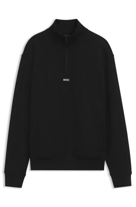 Cotton-terry sweatshirt with quarter zip