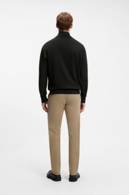 Cotton-terry sweatshirt with quarter zip, Black