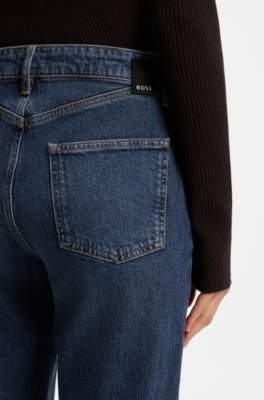 Boss Straight-fit jeans in marble-washed blue stretch denim dam – bild 3