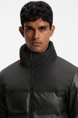 Boss Padded leather jacket with a contrast yoke skinnjackor herr – bild 2