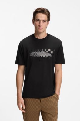 Porsche x BOSS T-shirt &agrave; motif brillant, Noir