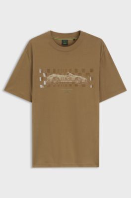 Porsche x BOSS T-shirt with gloss artwork, Brown