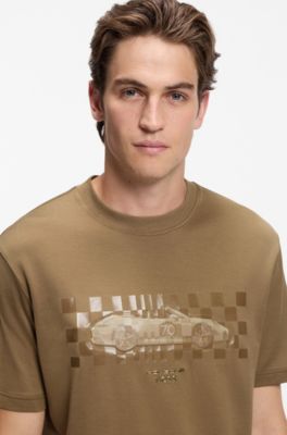 Porsche x BOSS T-shirt with gloss artwork, Brown