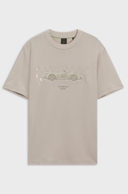 Porsche x BOSS T-shirt con grafica lucida, Beige chiaro