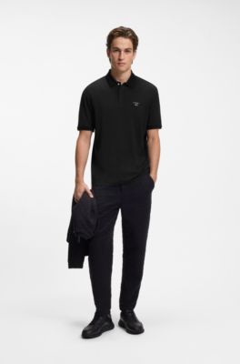 Porsche x BOSS Polo con logo lucido, Nero