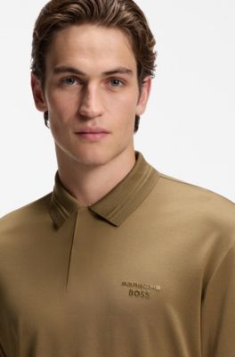 Porsche x BOSS polo shirt with gloss branding, Brown