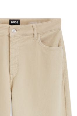 Wide-leg jeans in comfort-stretch corduroy denim, Natural