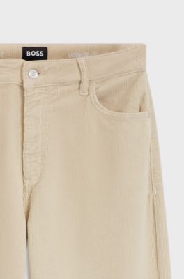 Wide-leg jeans in comfort-stretch corduroy denim, Natural