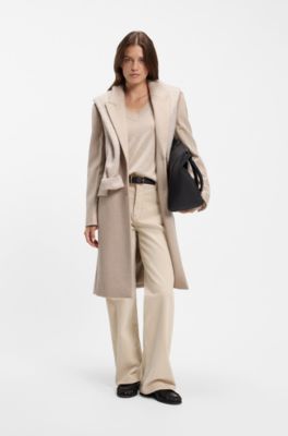 Wide-leg jeans in comfort-stretch corduroy denim, Natural