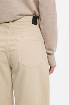 Wide-leg jeans in comfort-stretch corduroy denim, Natural