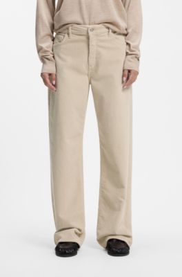 Wide-leg jeans in comfort-stretch corduroy denim, Natural