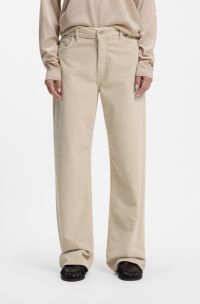 Wide-leg jeans in comfort-stretch corduroy denim, Natural