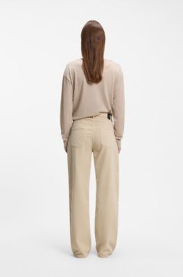 Wide-leg jeans in comfort-stretch corduroy denim, Natural