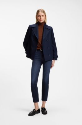 Slim-fit jeans i indigof&auml;rgad denim med 360-graders stretch, M&ouml;rkbl&aring;