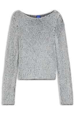 Hugo Boat-neck sweater with textured two-tone ribbing stickade tröjor dam – bild 4