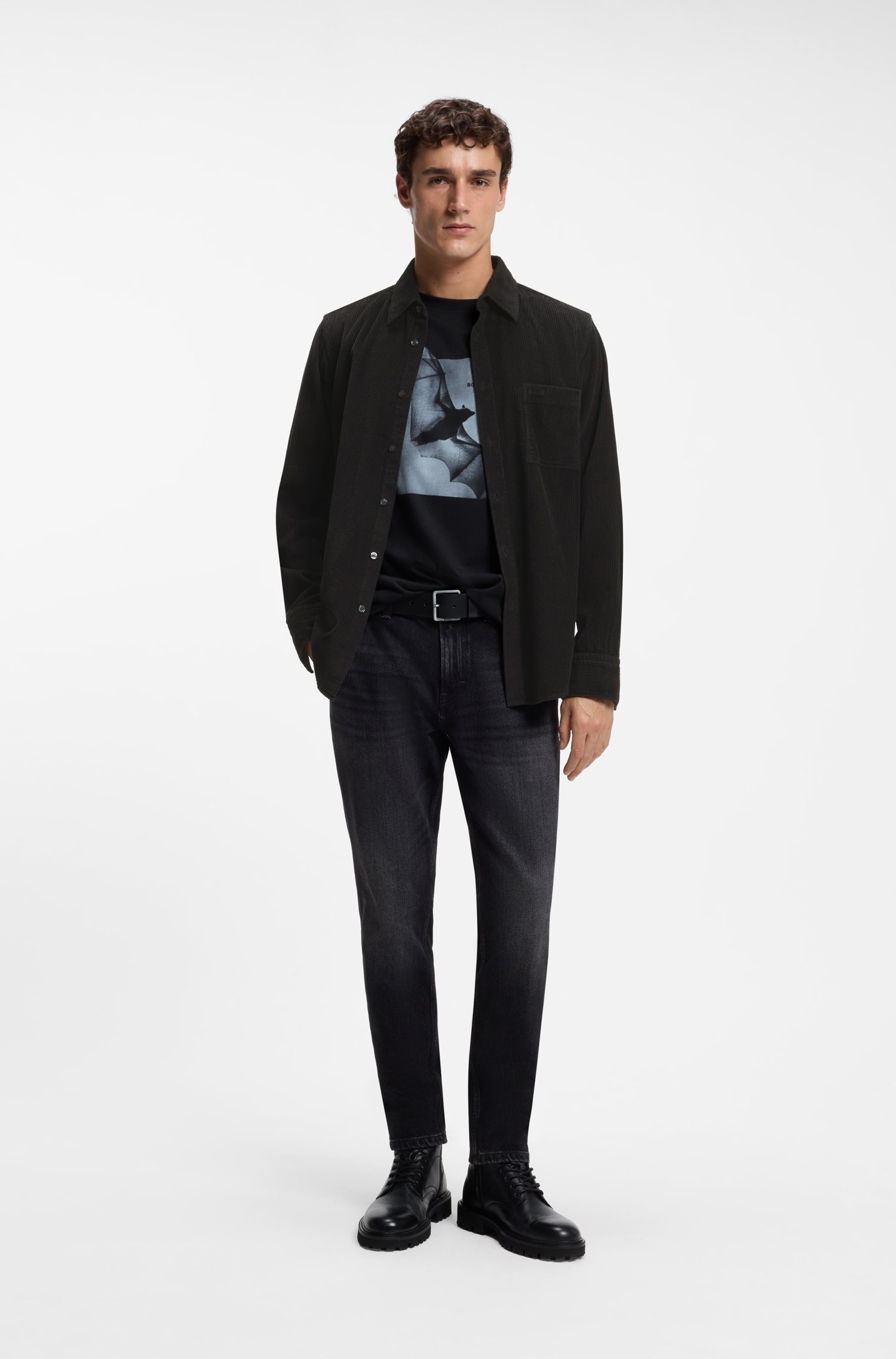 Boss Regular-fit shirt in cotton corduroy skjortor & blusar herr – bild 2