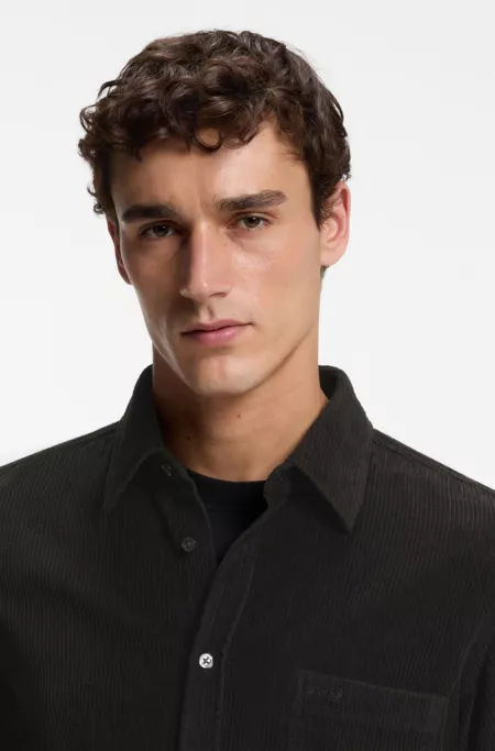 Regular-fit shirt in cotton corduroy